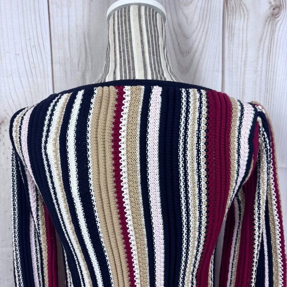 Marie Oliver Knit Sweater Striped Ribbed Cuffs Boat Neck Multi-Color Size Small - Picture 5 of 15